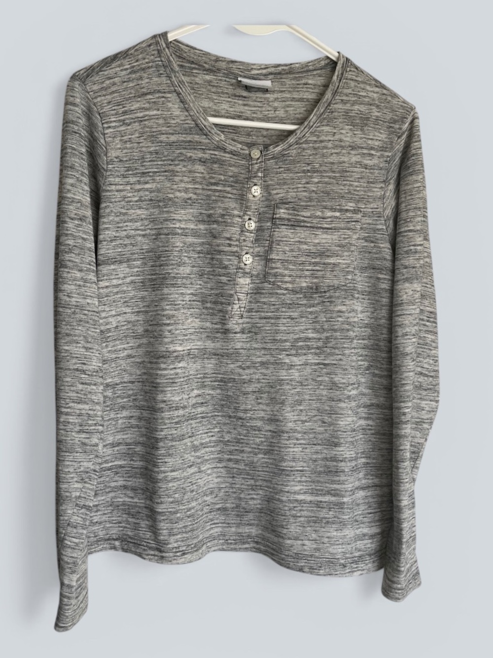 Columbia Space Dyed Gray White Henley Shirt Size M